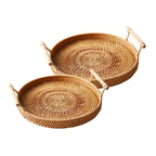 woven rattan trays with handles