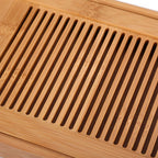 Close view of the narrow bamboo slats that let water drain through