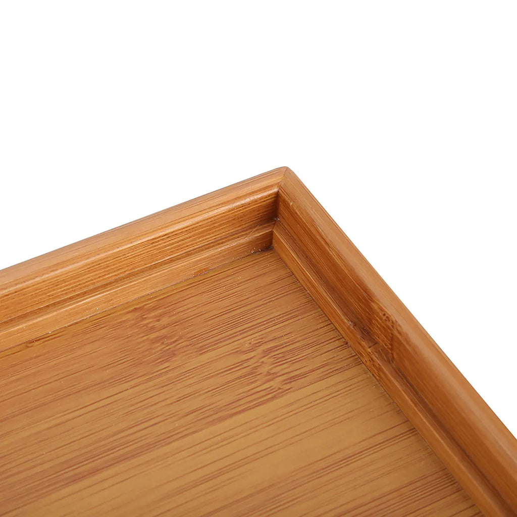 Corner detail showing the joinery of a bamboo tea tray