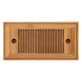 Rectangular bamboo gongfu tea tray with slatted top on a white background
