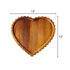  Size chart for the Serein Home acacia scalloped heart serving tray — 13 x 12 inches