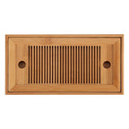 Rectangular bamboo gongfu tea tray with slatted top on a white background