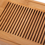 Close view of the narrow bamboo slats that let water drain through