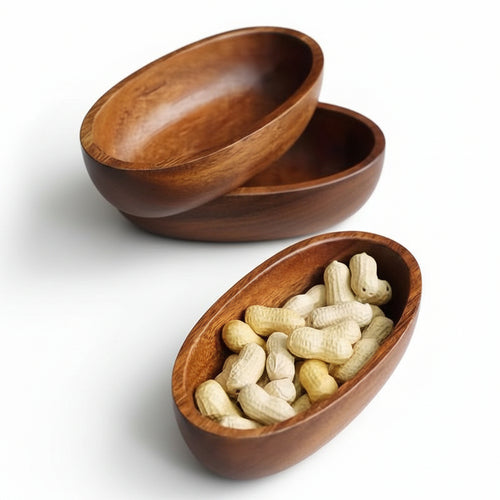 Handcrafted wood serving bowl with natural grain texture - Serein Home
