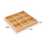 Nine-grid bamboo tray dimensions, 30 by 30 by 5 centimetres