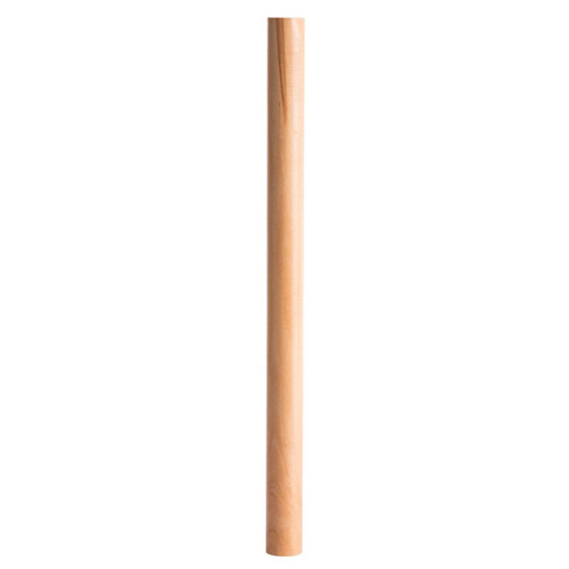 Straight solid wood dowel rolling pin on a white background