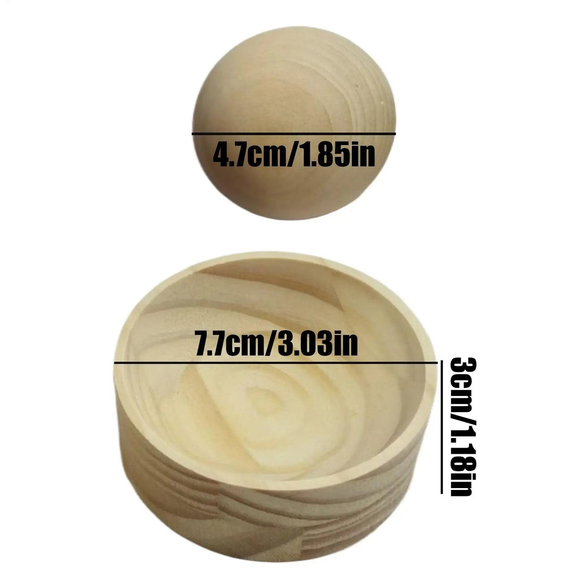 Wooden dumpling wrapper press measurements: cup 7.7 cm wide and 3 cm tall, ball 4.7 cm, Serein Home