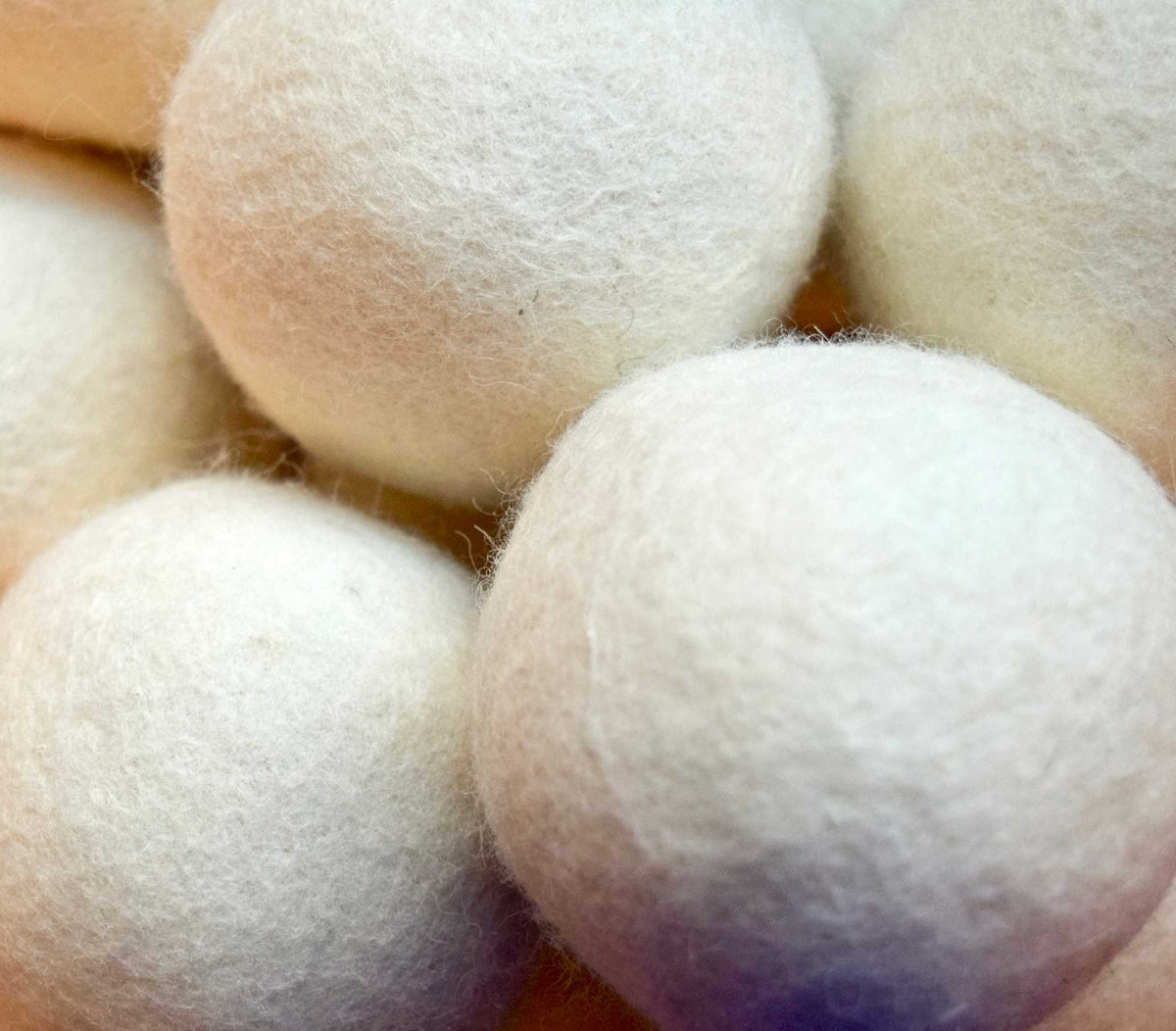 Close-up of the felted surface texture on extra large New Zealand wool dryer balls-Serein Home